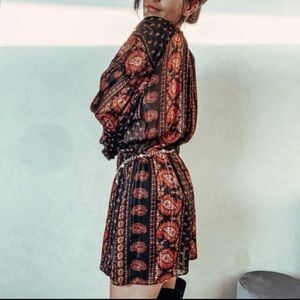 Zara Black and Red Long Sleeve Dress